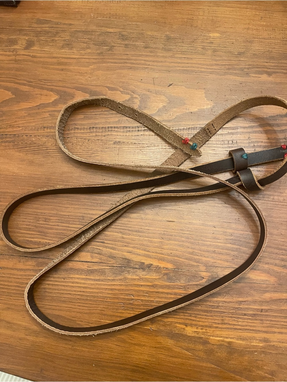 J. Jill Brown Leather Braided Accent Belt with Turquoise & Red Beads